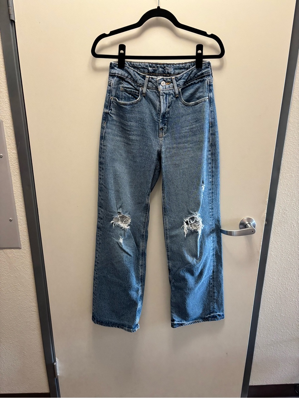 Old Navy Light Blue Distressed Wide-Leg Jeans